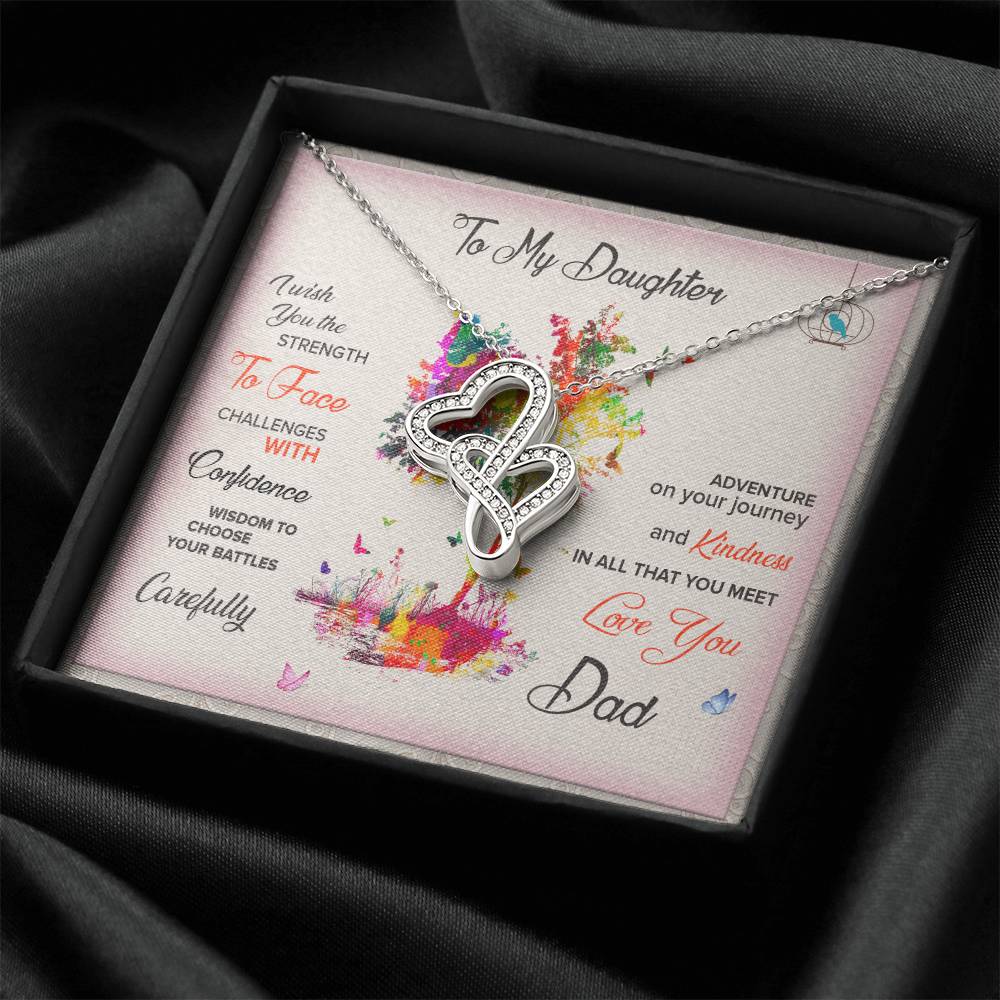 To My Daughter Never Forget I Love You Necklace - To My Daughter Necklace - Father Daughter Necklace - Father To Daugh 1 Double Hearts Necklace