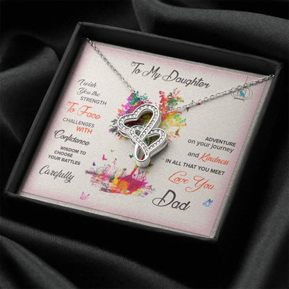 To My Daughter Never Forget I Love You Necklace - To My Daughter Necklace - Father Daughter Necklace - Father To Daugh 1 Double Hearts Necklace