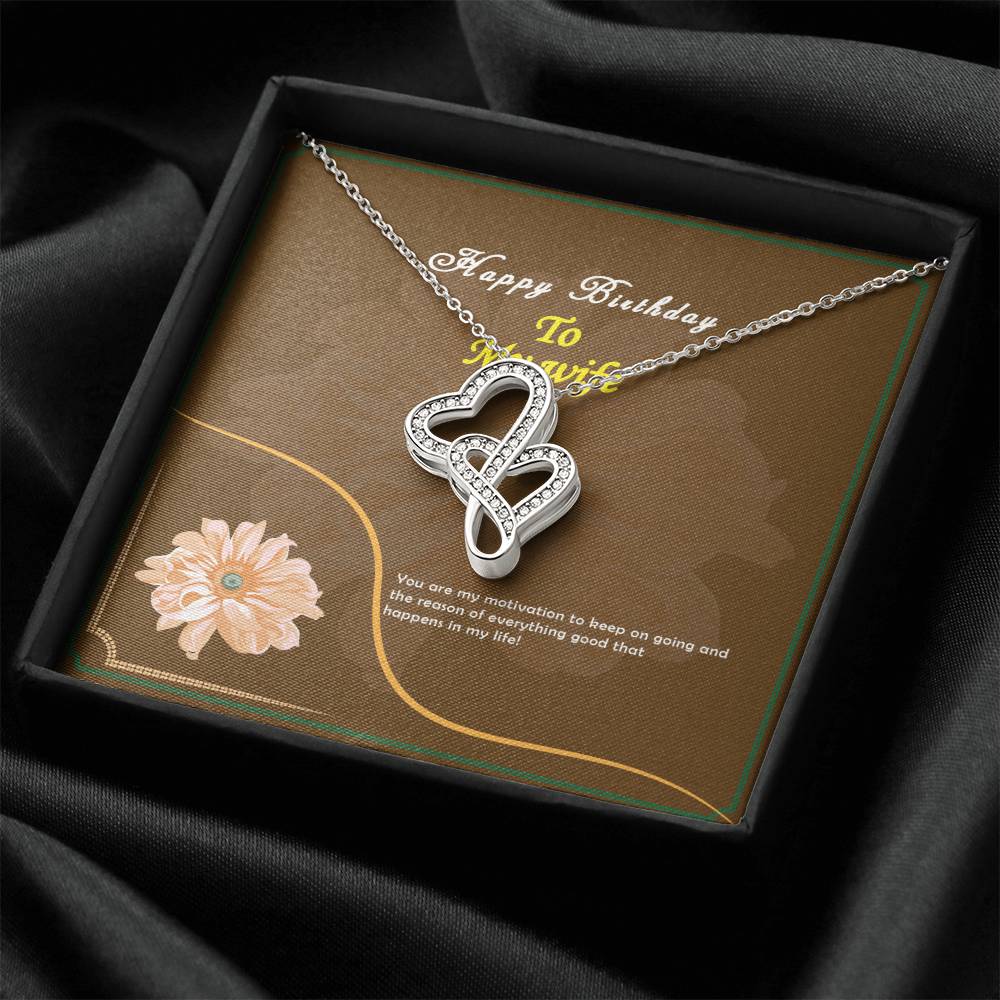Special Massage Pod Card Design For Wife Double Hearts Necklace