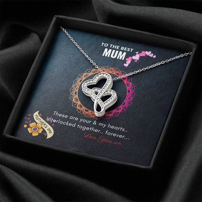 Interlocking Hearts Necklace For Mother By Son Double Hearts Necklace