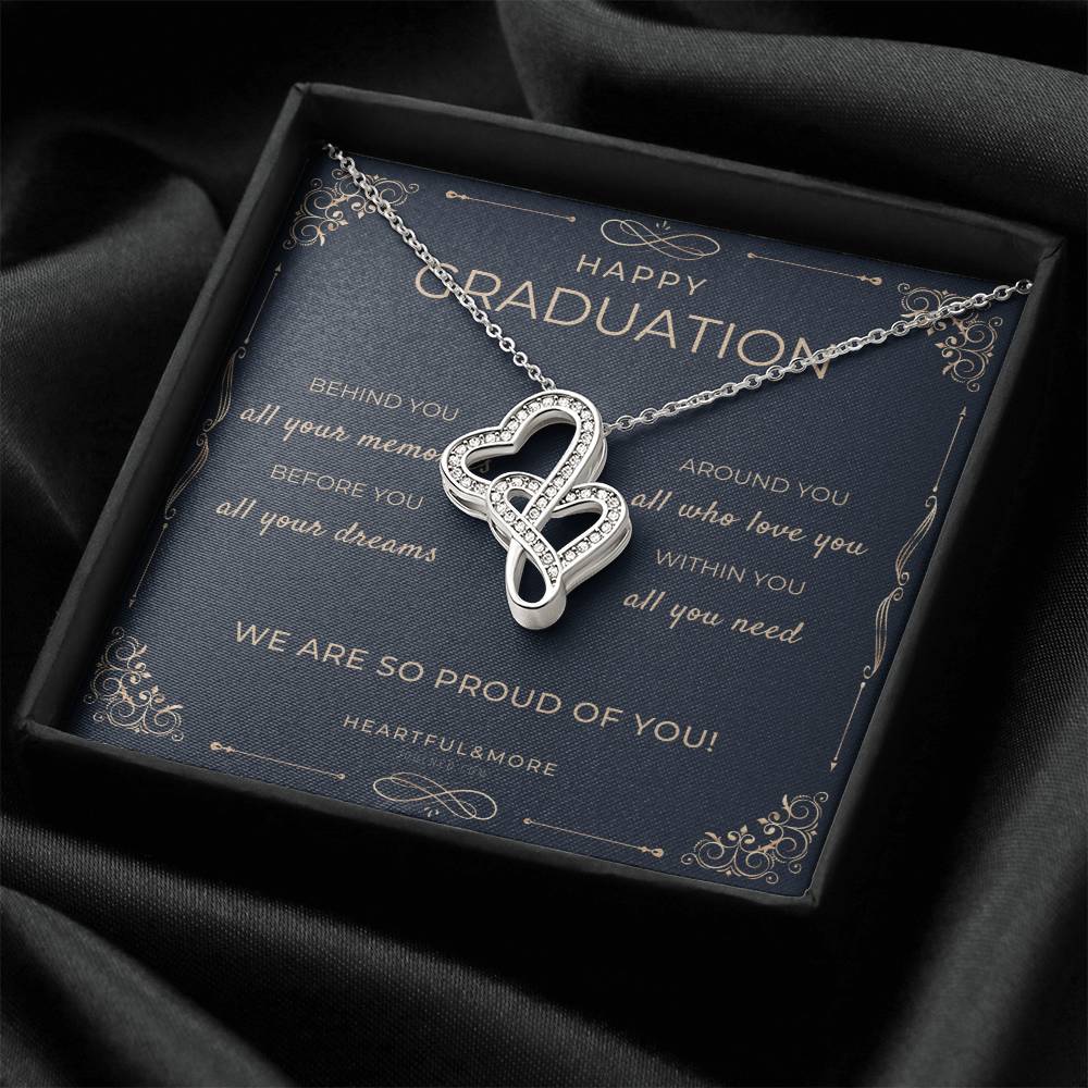 Graduation Gift For Her Necklace Gift For Her College Graduation Gift High School Senior Graduation Master Mba Phd Cla Double Hearts Necklace