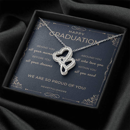 Graduation Gift For Her Necklace Gift For Her College Graduation Gift High School Senior Graduation Master Mba Phd Cla Double Hearts Necklace