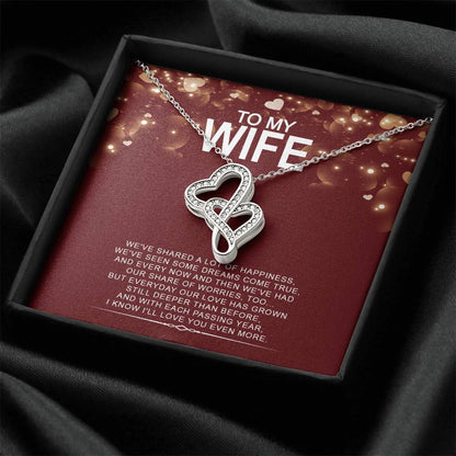 To My Wife - I Love You Message - Tmw03 Double Hearts Necklace