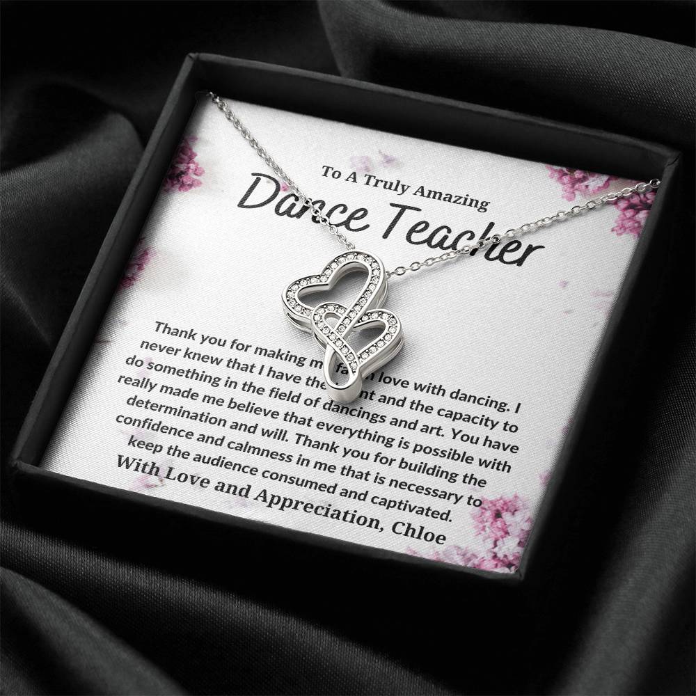 Dance Teacher - Double Heart Double Hearts Necklace