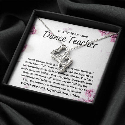 Dance Teacher - Double Heart Double Hearts Necklace