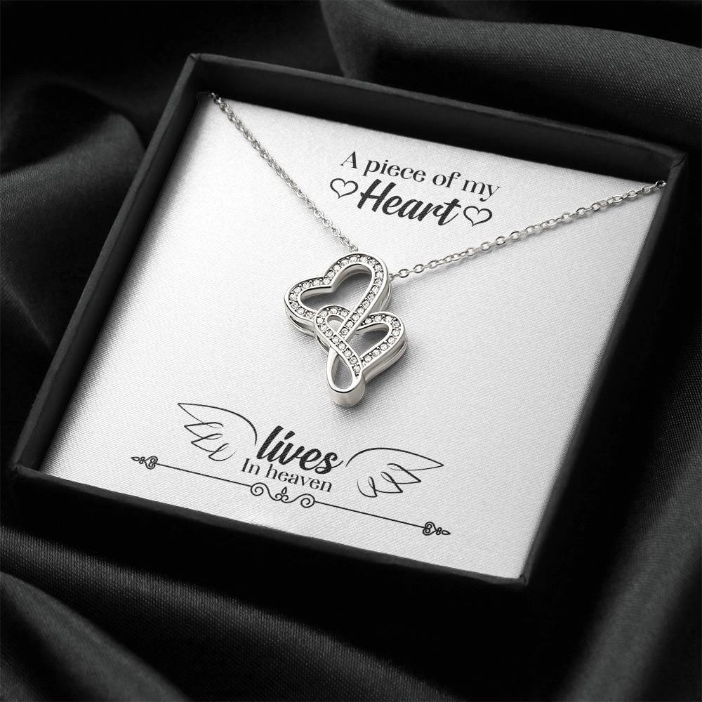 A Piece Of My Heart Lives In Heaven - Necklace Double Hearts Necklace