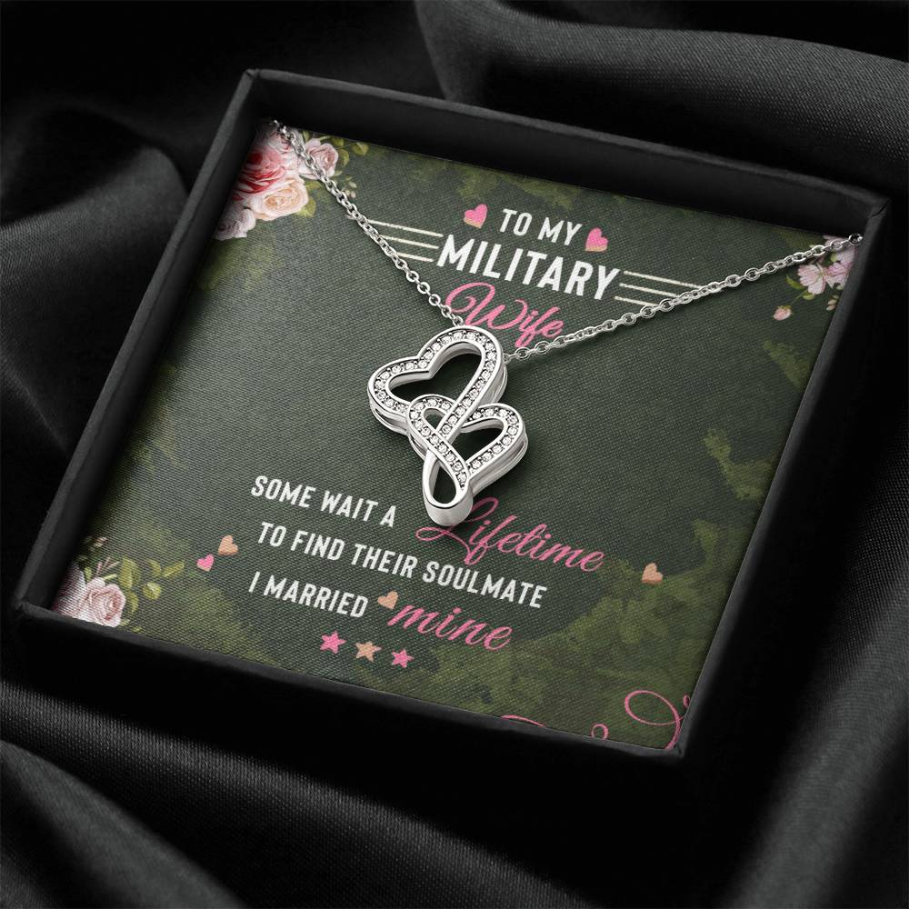 To My Military Wife Double Hearts Necklace