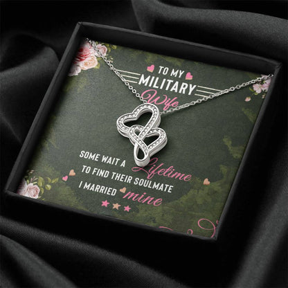 To My Military Wife Double Hearts Necklace