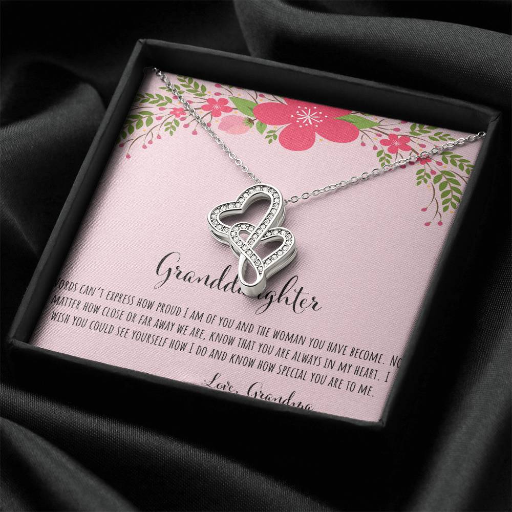 Words Can't Express How Proud I Am - Pink Double Hearts Necklace