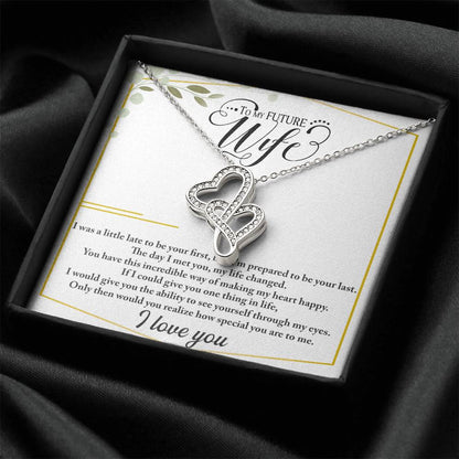 Future Wife Necklace To My Fiance Necklace Bride To Be Gift Necklace For Fiancee Engagement Gift For Her Future Wife B Double Hearts Necklace