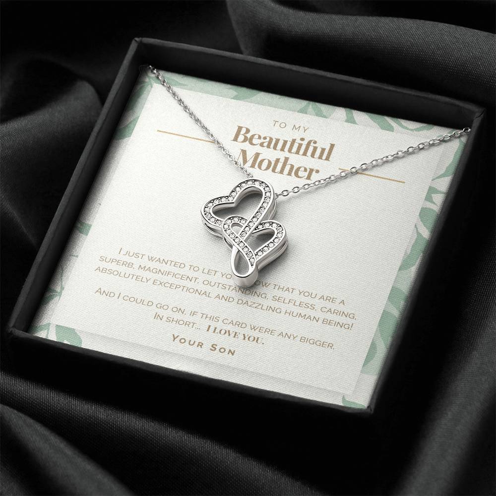 To My Beautiful Mother Double Hearts Necklace