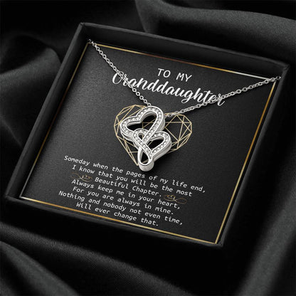 To My Granddaughter - I Love You Message - Tmg05 Double Hearts Necklace