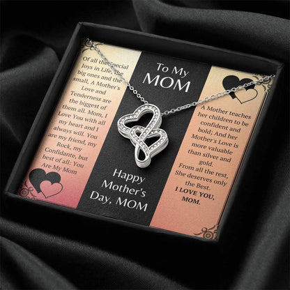 The Stunning  A Beautiful Mother's Day Gift. Double Hearts Necklace