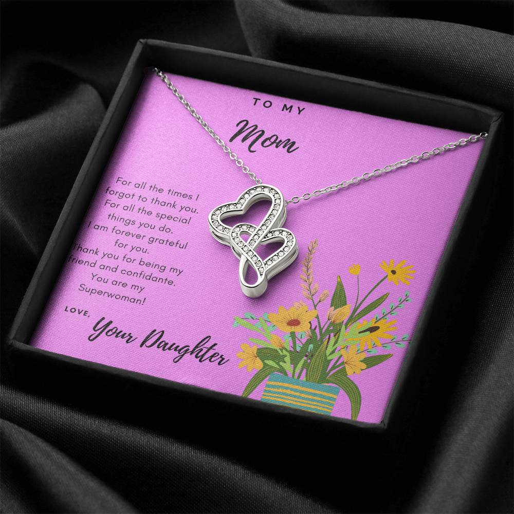 To Mom Thank You Necklace Double Hearts Necklace