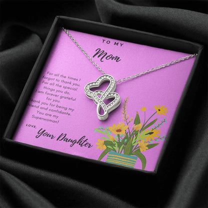 To Mom Thank You Necklace Double Hearts Necklace