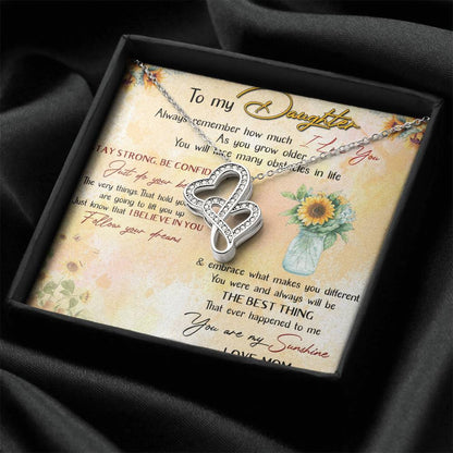 To My Daughter Gift From Mom Forever Love Necklace - Meaningful Necklace For Daughter - Mother To Daughter Birthday Gi Double Hearts Necklace