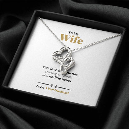 Love Is A Journey -  Double Hearts Necklace