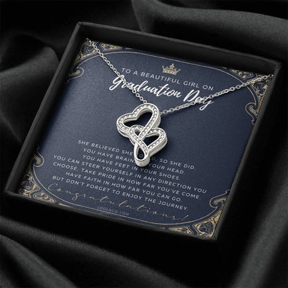 Graduation Gift Necklace For Daughter College Graduation Gift For Her High School Senior Graduation Mba Phd Master Cla Double Hearts Necklace