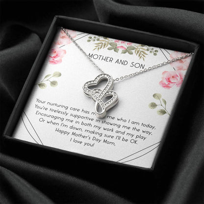 Mother's Day Gift For Mom Two Hearts Necklace For Mom From Son Double Hearts Necklace