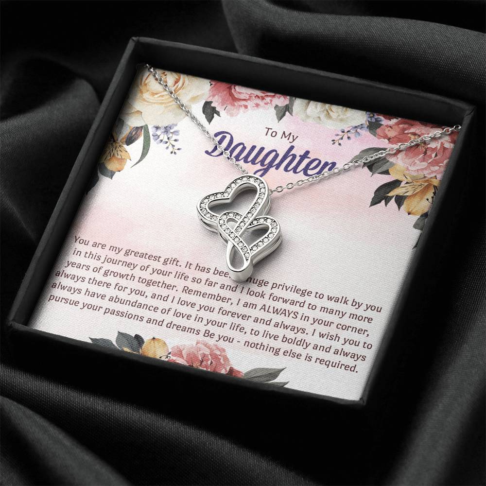 To My Graduation Daughter Double Heart Necklace Gift - Gift For Daughter From Mom - Daughter's Birthday - Daughter's G 2 Double Hearts Necklace