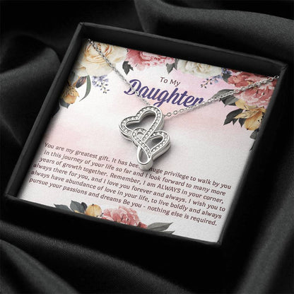 To My Graduation Daughter Double Heart Necklace Gift - Gift For Daughter From Mom - Daughter's Birthday - Daughter's G 2 Double Hearts Necklace