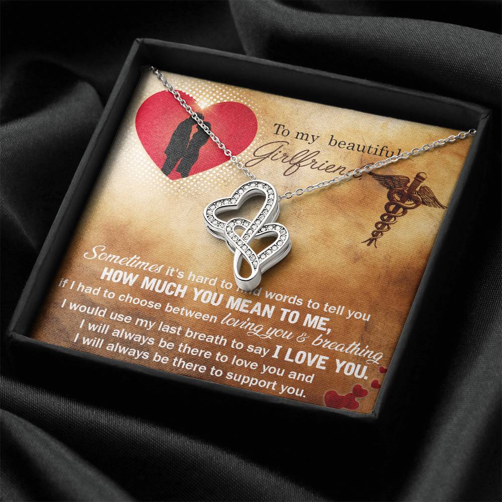 Nurse Girlfriend Necklace Christmas Necklace For Nurse Girlfriend Birthday Gift Anniversary Gifts For Nurse Girlfriend Double Hearts Necklace