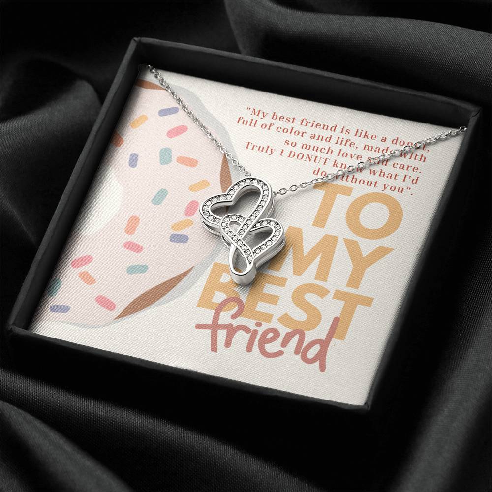 My Best Friend Is Like A Donut Double Hearts Necklace