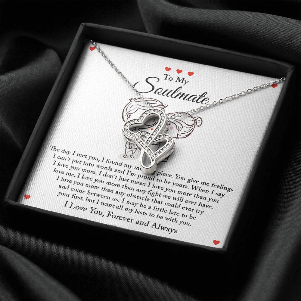 To My Soulmate - Forever And Always Necklace - To My Soulmate Necklace Soulmate Gifts For Her Valentines Day Gift For  Double Hearts Necklace