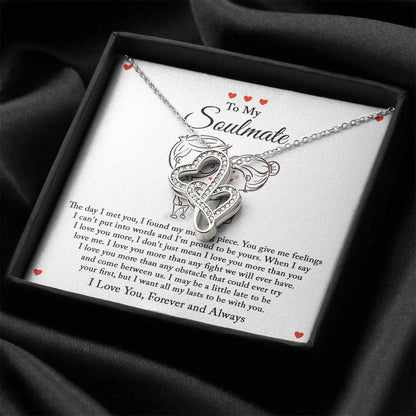 To My Soulmate - Forever And Always Necklace - To My Soulmate Necklace Soulmate Gifts For Her Valentines Day Gift For  Double Hearts Necklace