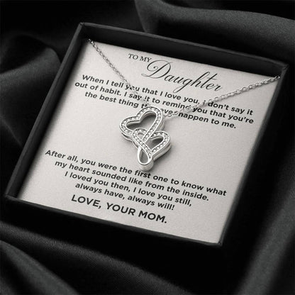 To My Daughter From Mom Valentine's Day Double Heart Necklace Double Hearts Necklace