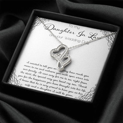 To My Daughter In Law On Your Wedding Day Double Hearts Necklace