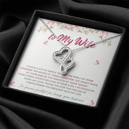 Love Is A Lot Of Simple Things - I'm Forever Grateful For Being Your Husband Double Hearts Necklace