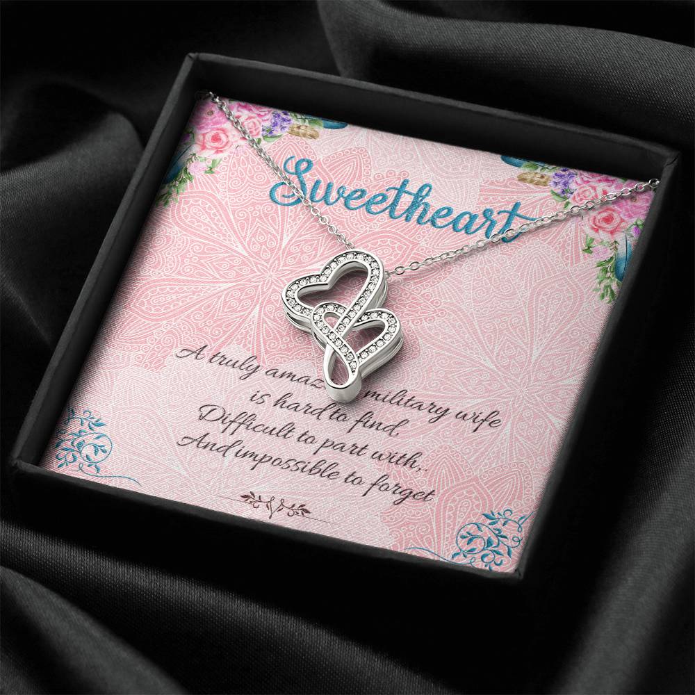 Sweetheart - A Truly Amazing Military Wife Double Hearts Necklace