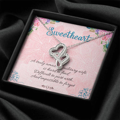 Sweetheart - A Truly Amazing Military Wife Double Hearts Necklace