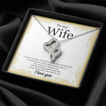 To My Wife - I Love You Message - Tmw19 Double Hearts Necklace