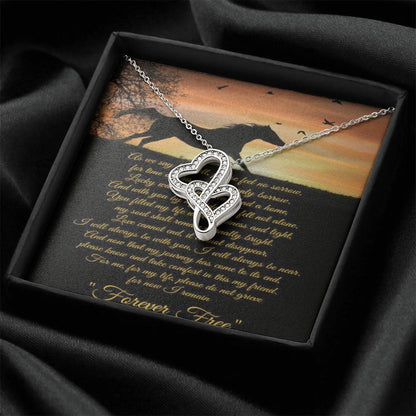 Horse Lover Condolences Gift Two Interlocking Hearts In Memory Necklace Loss Of Beloved Horse Forever Free Double Hearts Necklace