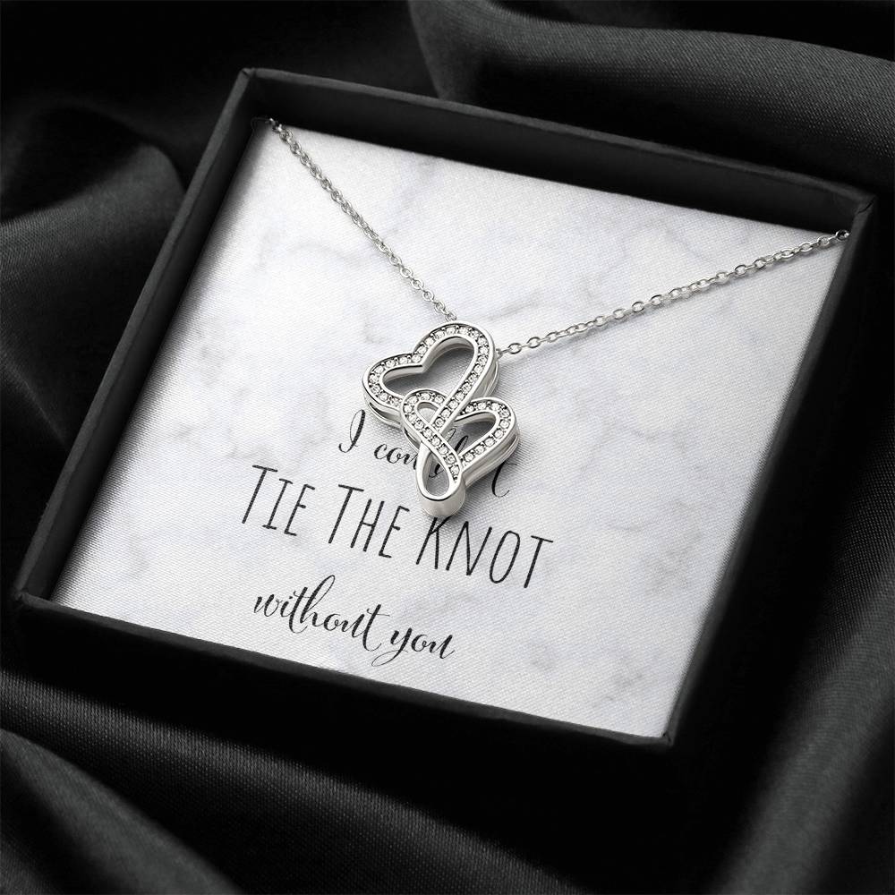 I Can't Tie The Knot Without You - Silver Double Hearts Necklace