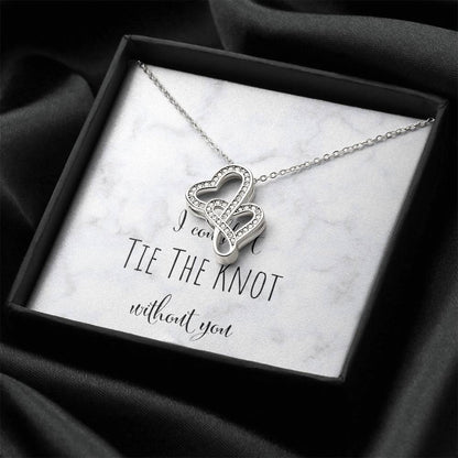 I Can't Tie The Knot Without You - Silver Double Hearts Necklace