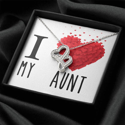 I Love My Aunt Double Hearts Cz Necklace For Valentines Day Or Birthday Gift Double Hearts Necklace