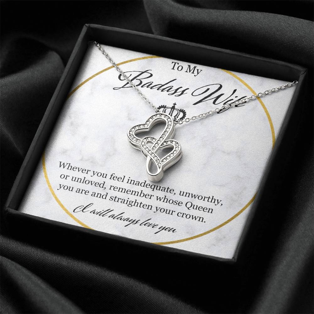 To My Badass Wife Double Hearts Necklace