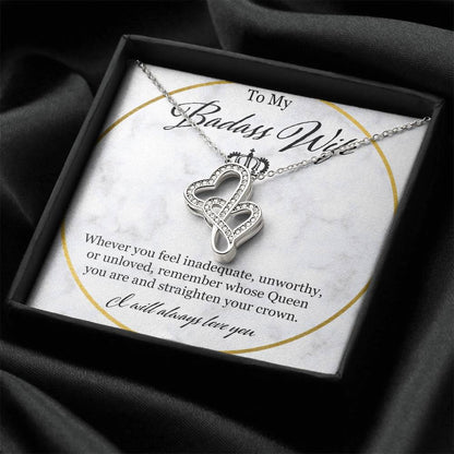To My Badass Wife Double Hearts Necklace