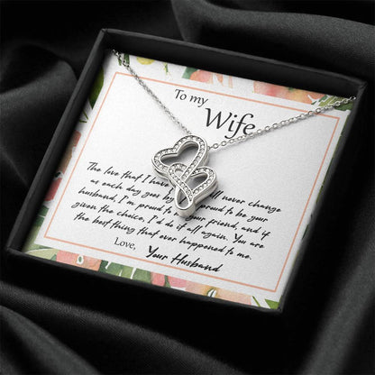 To My Wife The Love That I Have For You - Leaf Double Hearts Necklace
