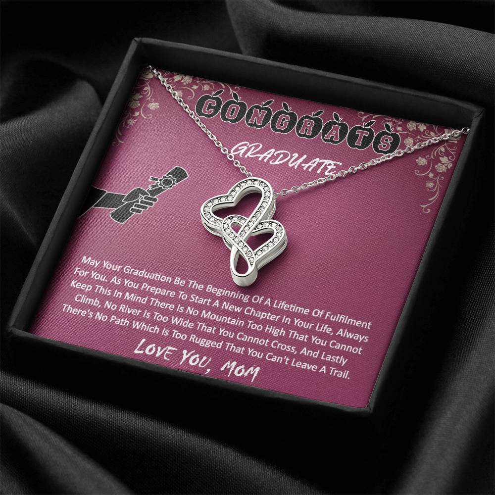 Graduation Gift For Daughter -  Double Hearts Necklace