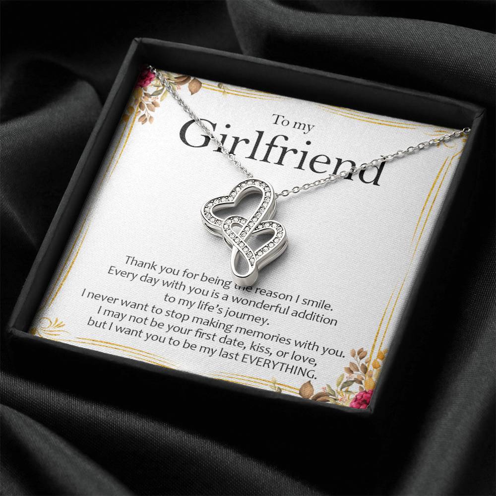 To My Girlfriend - Love Card And Necklace S010 Double Hearts Necklace