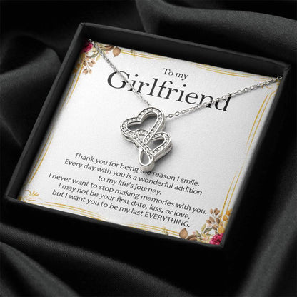 To My Girlfriend - Love Card And Necklace S010 Double Hearts Necklace