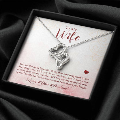 Double Heart Necklace - For Wife 1 Double Hearts Necklace