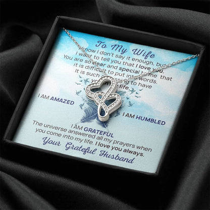 To My Wife Heart To Heart My Wife Necklace To My Queen To My Wonderful Wife Wife Birthday Gift Valentines Day Gift For Double Hearts Necklace