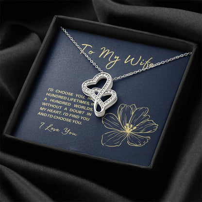 To My Soulmate Wife Future Wife Significant Other -  - Birthday Anniversary Christmas Gift Surpr Double Hearts Necklace