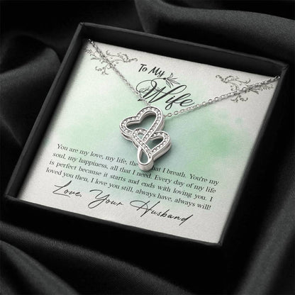 Double Heart Necklace - For Wife Double Hearts Necklace