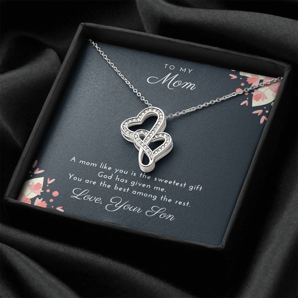 The Best Among The Rest To Mom From Son  Double Hearts Necklace